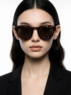 Dior Tortoiseshell Acetate Sunglasses with Gold Accent and Dark Lenses